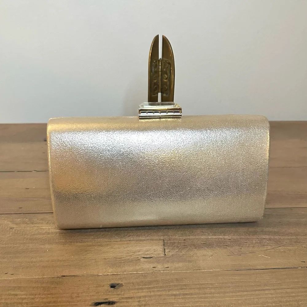 Nordstrom Shimmering Gold Clutch w/ removable chain strap - Picture 3 of 6